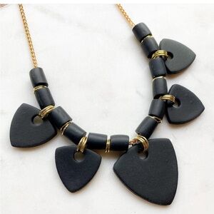 Handmade/Hand crafted polymer Clay statement necklace in black